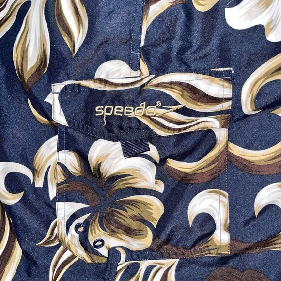 Speedo Swim Trunks Men Size M Blue Floral Lined Draw String Swim Shorts - Picture 5 of 5